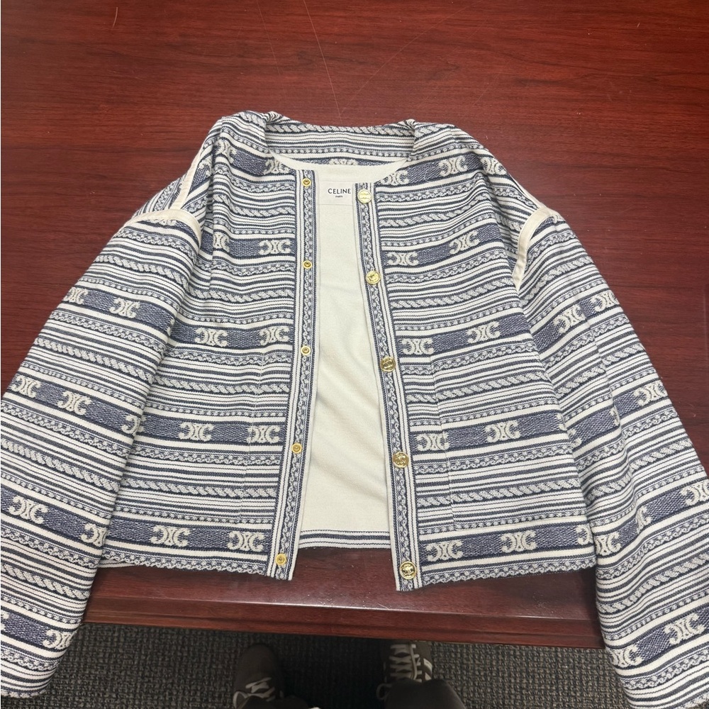 Celine Black and White Striped Women's Blazer